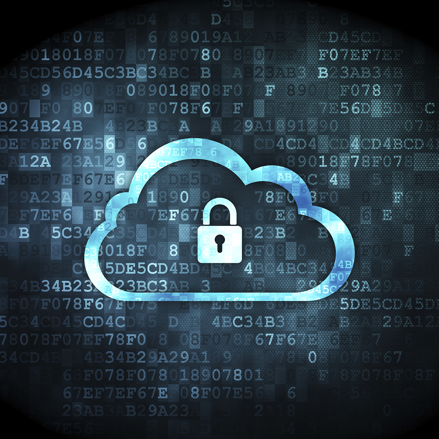 A cyber cloud with a protection lock.