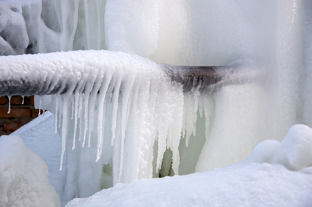 A pipe frozen and ready to burst.