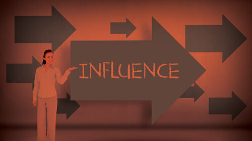 an arrow with the word influence in it