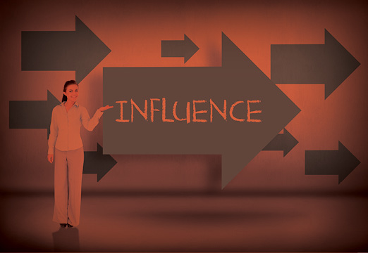 an arrow with the word influence in it