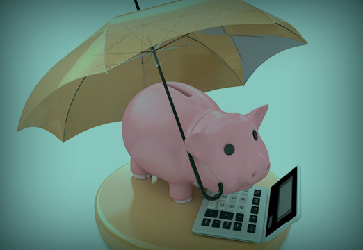 A piggie bank protected with umbrella liability coverage