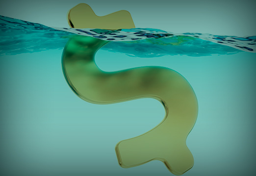Money sinking in water