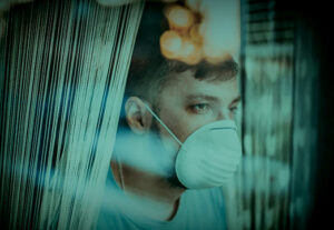 a man wearing a facemask