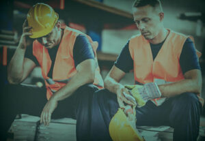 two construction workers thinking about their mental wellbeing