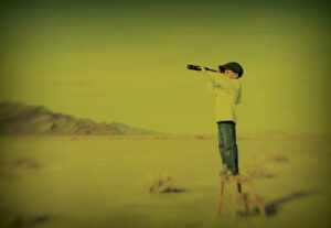 Someone searching for their purpose with a telescope