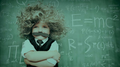 A boy insurance genius dressed as Einstein