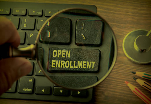 A keyboard with an open enrollment button