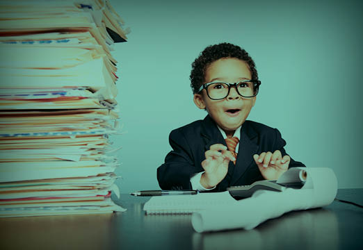 A boy excited to do healthcare paperwork