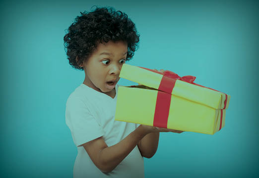 A child holding a gift