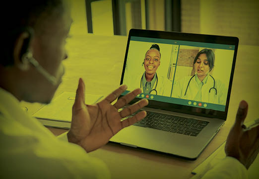 Doctors using telemedicine
