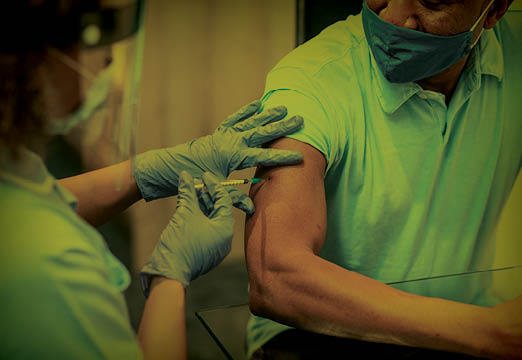 A man getting the vaccine