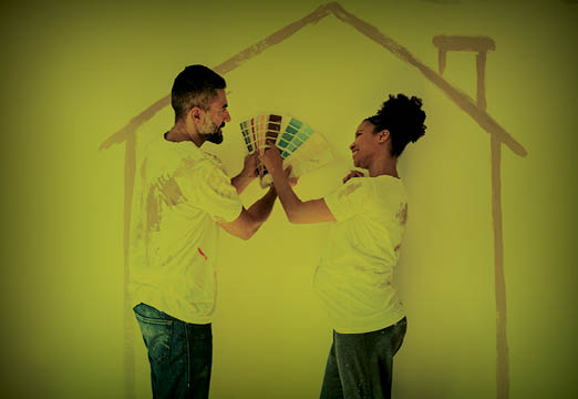 A couple working on their home renovation