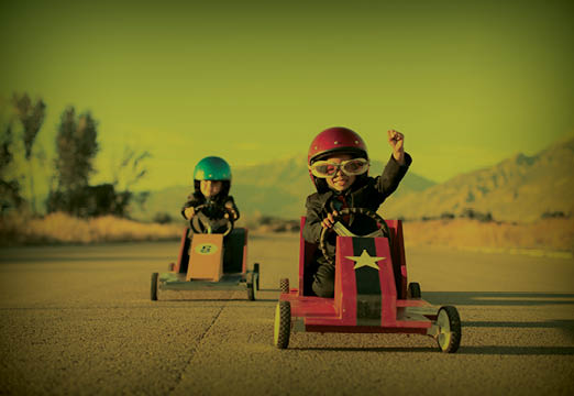 Kids in go karts