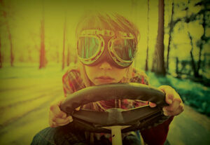 a kid driving