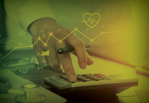 a hand using a healthcare calculator