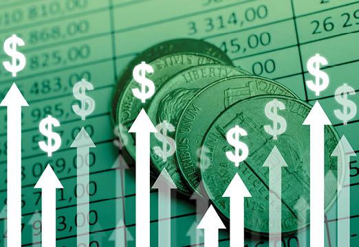 arrows and money signs pointing up