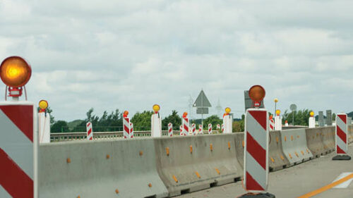 Road blocks with construction cones