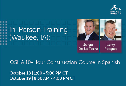 OSHA 10 hour course in Spanish. October 18-19