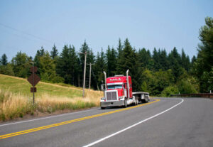 A semi truck on a highway