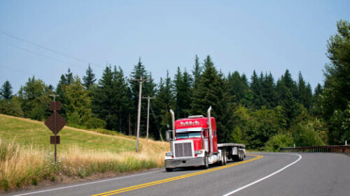 A semi truck on a highway