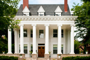 A sorority house with white columns