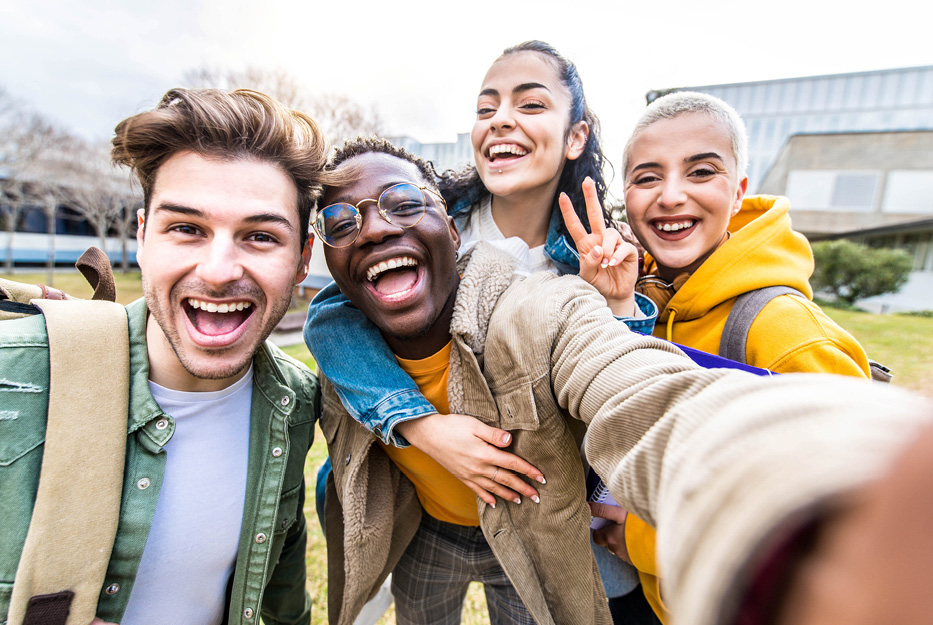 happy students at an event