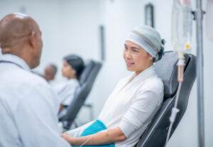 A cancer patient talking to a doctor