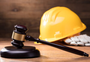 A gavel and a hard hat