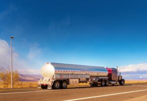 A semi transporting petroleum