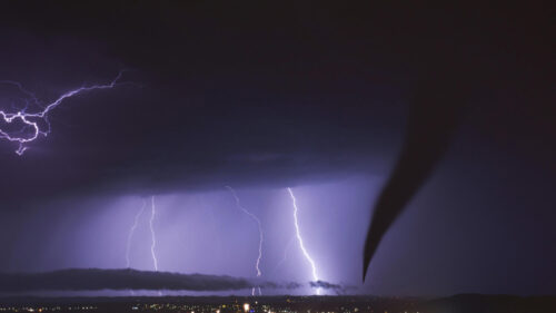 severe weather with lightning on the horizon