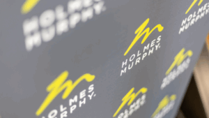 A banner with the Holmes Murphy logo